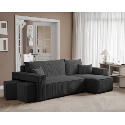 Universalus minkštas kampas PARIS su pufais Spalvos: Poso 135 (Antracitas) 1 Universalus minkštas kampas PARIS su pufais Spalvos: Poso 135 (Antracitas) 1