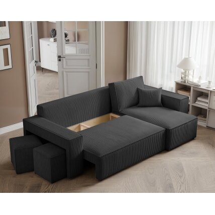 Universalus minkštas kampas PARIS su pufais Spalvos: Poso 135 (Antracitas) 3 Universalus minkštas kampas PARIS su pufais Spalvos: Poso 135 (Antracitas) 3