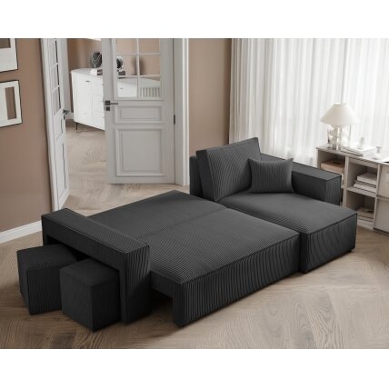 Universalus minkštas kampas PARIS su pufais Spalvos: Poso 135 (Antracitas) 4 Universalus minkštas kampas PARIS su pufais Spalvos: Poso 135 (Antracitas) 4