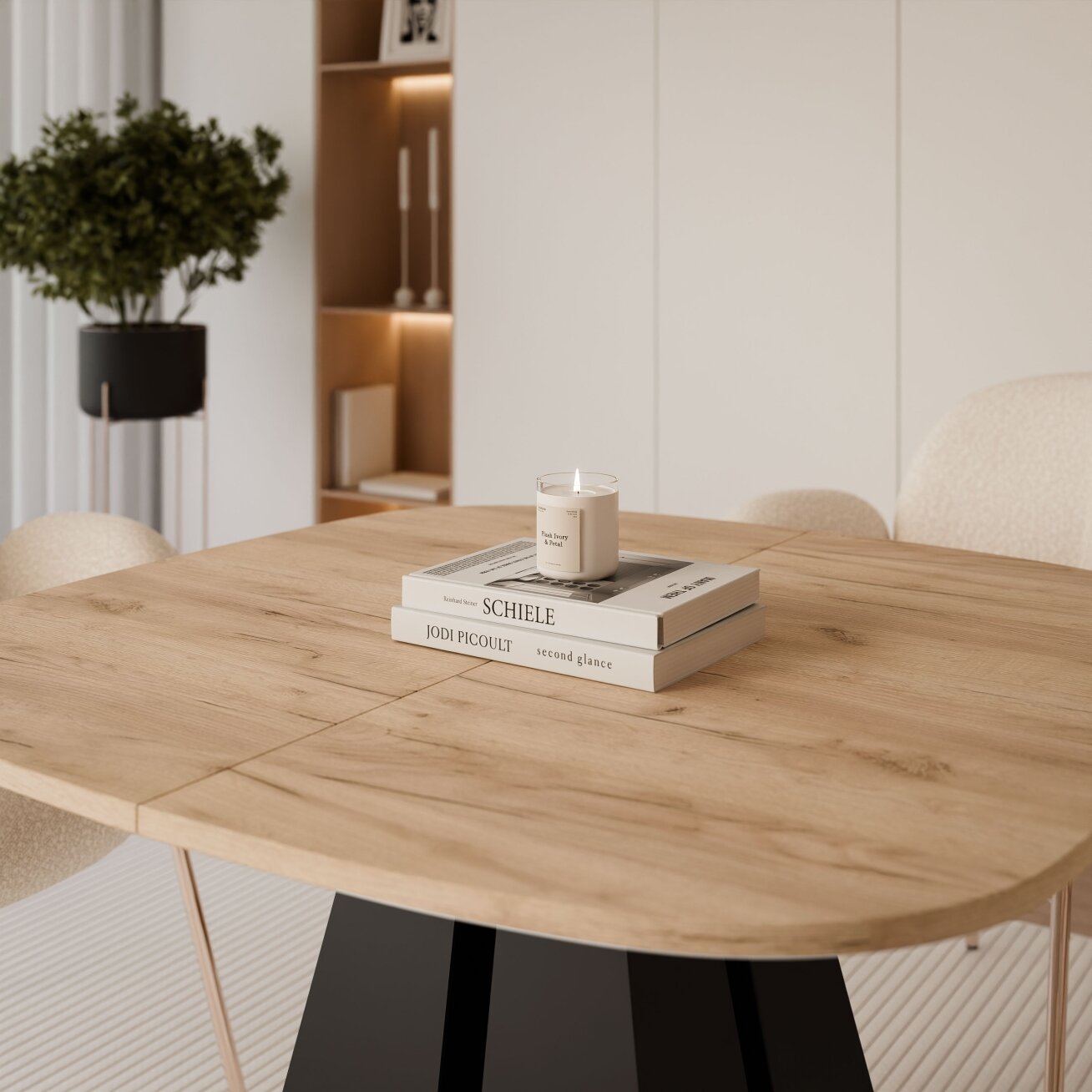 Modernus ovalus išskleidžiamas stalas ZELO Spalvos: Juoda / kraft auksinis ąžuolas, Plotis: 100 cm 3 Modernus ovalus išskleidžiamas stalas ZELO Spalvos: Juoda / kraft auksinis ąžuolas, Plotis: 100 cm 3