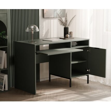 Modernus rašomasis stalas WAVE 120 cm ant kojelių Spalvos: Greenstone (žalia) 1
