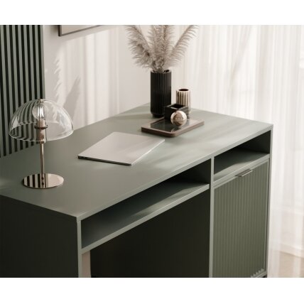 Modernus rašomasis stalas WAVE 120 cm ant kojelių Spalvos: Greenstone (žalia) 2 Modernus rašomasis stalas WAVE 120 cm ant kojelių Spalvos: Greenstone (žalia) 2