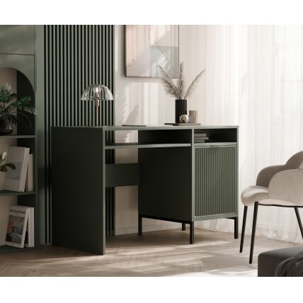 Modernus rašomasis stalas WAVE 120 cm ant kojelių Spalvos: Greenstone (žalia) 3 Modernus rašomasis stalas WAVE 120 cm ant kojelių Spalvos: Greenstone (žalia) 3