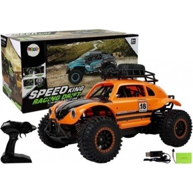 Nuotoliniu būdu valdomas bekelės automobilis 1:14 2.4G 25km/h oranžinis