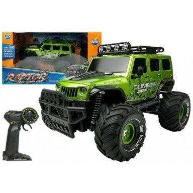 Nuotoliniu būdu valdomas Jeep visureigis 1:18 žalias