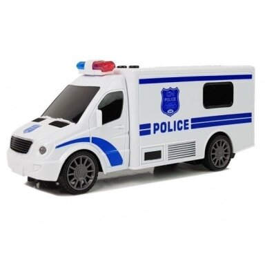 Nuotoliniu būdu valdomas policijos furgonas su šviesos ir garso efektais