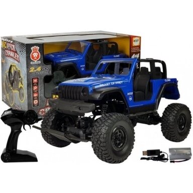 Nuotoliniu būdu visureigis Jeep 1:8 2.4G 4x4 mėlynas Nuotoliniu būdu visureigis Jeep 1:8 2.4G 4x4 mėlynas