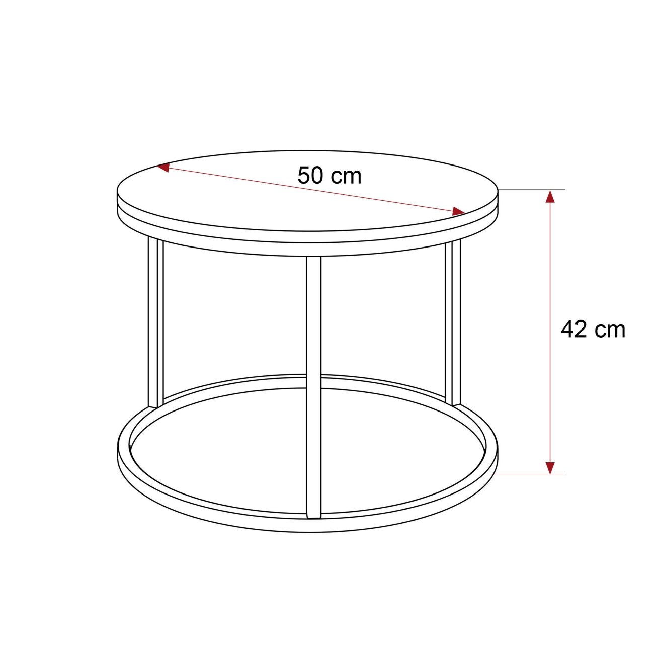 Apvalus kavos staliukas LAVO 50 cm ant balto metalinio pagrindo Spalvos: Balta / artisan ąžuolas 5