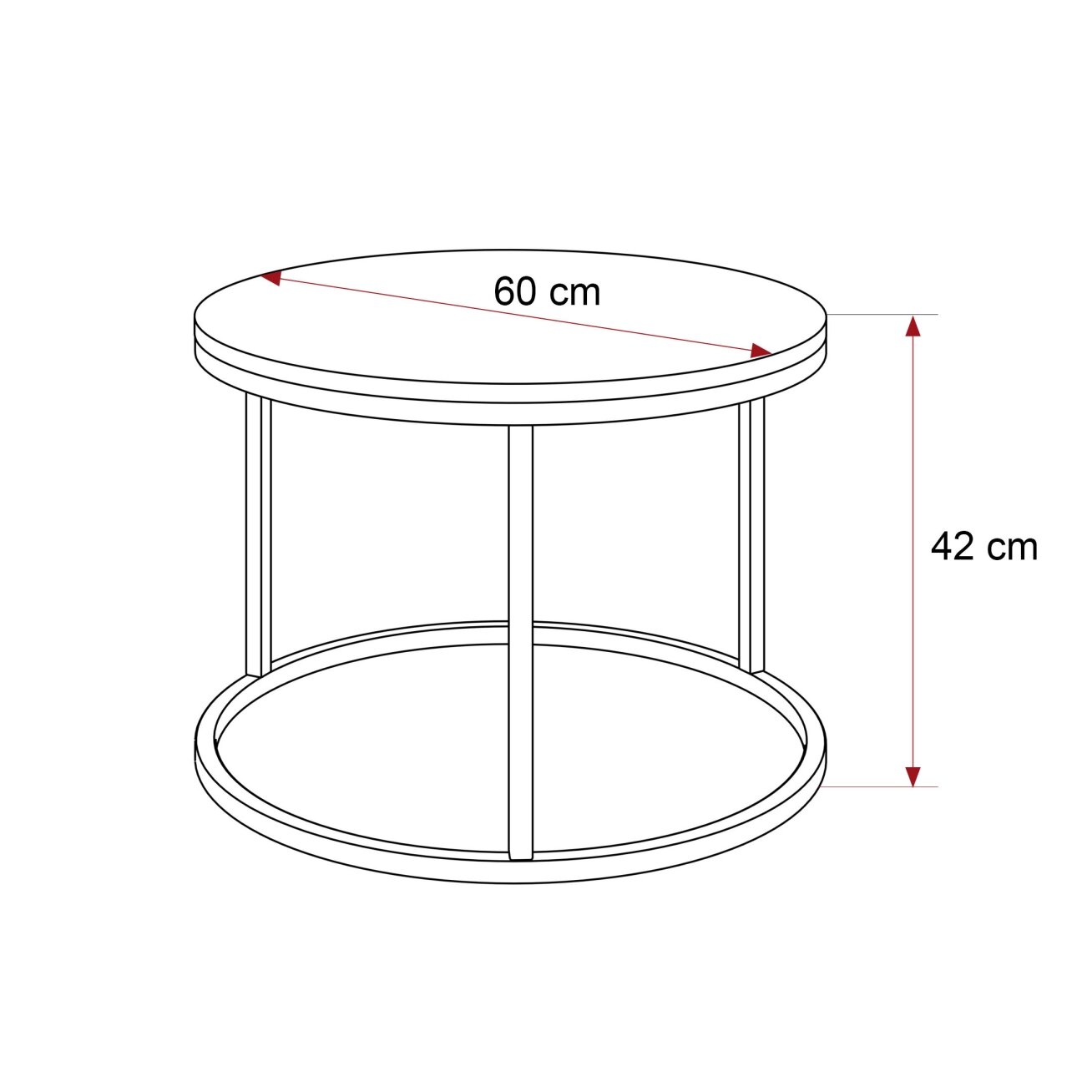 Apvalus kavos staliukas LAVO 60 cm ant juodo pagrindo Spalvos: Juoda / ąžuolas artisan 5