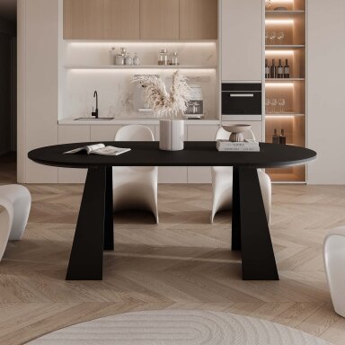 Apvalus išskleidžiamas valgomojo stalas FORTE Spalvos: Juoda / juodas molet, Skersmuo: ø 120 cm
