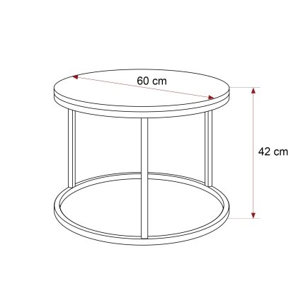 Apvalus kavos staliukas LAVO 60 cm ant juodo pagrindo Spalvos: Juoda / balta blizgi + auksinė 5