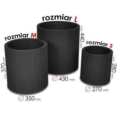 Pastatomų vazonų CYLINDER graphite komplektas