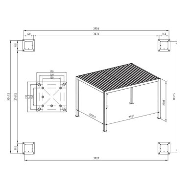 Pavėsinė PREMIUM 3x4 antracitas