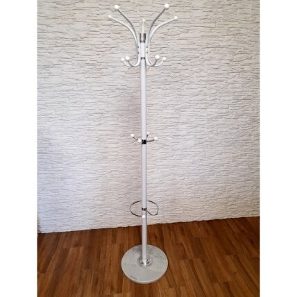 Pastatomos drabužių kabyklos su marmuru, baltos spalvos 1