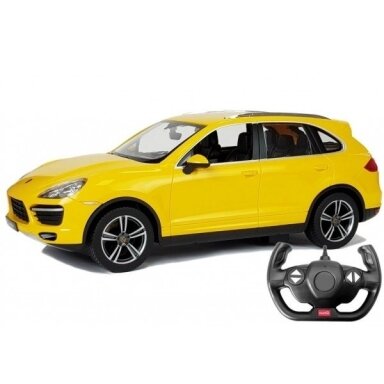 Pultu valdomas automobilis Porsche Cayenne Rastar 1:14, geltonos spalvos