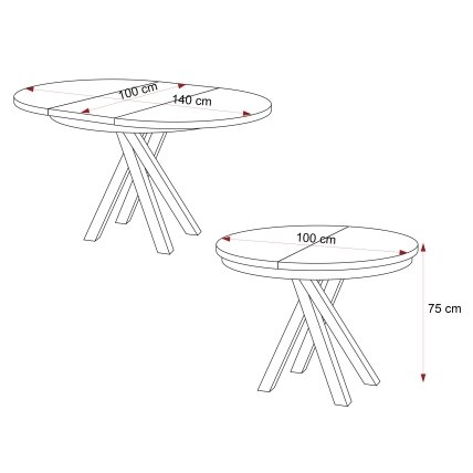 Išskleidžiamas apvalus stalas LORIEN 100-140 cm Spalvos: Juodas painflow 6 Išskleidžiamas apvalus stalas LORIEN 100-140 cm Spalvos: Juodas painflow 6