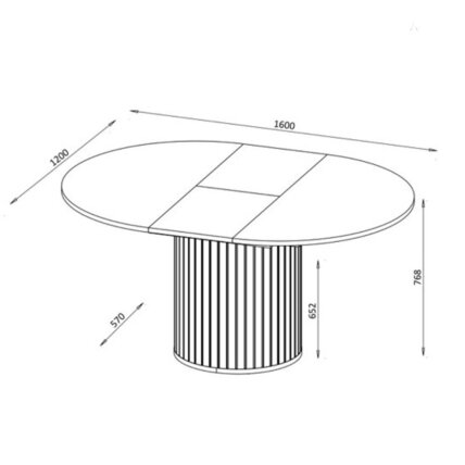 Išskleidžiamas apvalus valgomojo stalas SENTO 120-160 cm Spalvos: Juoda 7 Išskleidžiamas apvalus valgomojo stalas SENTO 120-160 cm Spalvos: Juoda 7