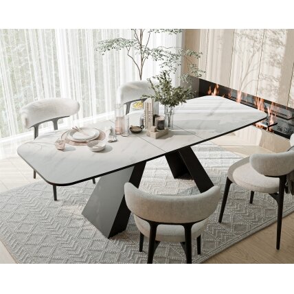 Išskleidžiamas stalas ZENITH su metalinėmis kojomis Spalvos: juoda / marmuras bianco, Plotis: 180 cm 1 Išskleidžiamas stalas ZENITH su metalinėmis kojomis Spalvos: juoda / marmuras bianco, Plotis: 180 cm 1