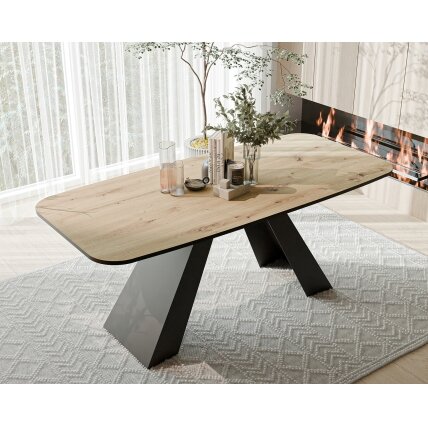 Išskleidžiamas stalas ZENITH su metalinėmis kojomis Spalvos: Juoda / artisan ąžuolas, Plotis: 180 cm 3