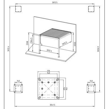 Sieninė pavėsinė PREMIUM WALL 3x3 balta