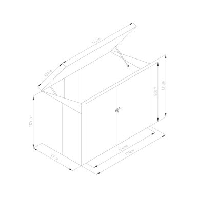 Šiukšlių konteinerio stoginė 173x101cm  Light Grey