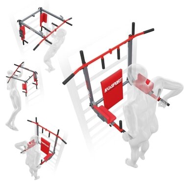 Skersinis + lygiagretės du viename, montuojamas ant gimnastikos sienelės KSSL080/2 Skersinis + lygiagretės du viename, montuojamas ant gimnastikos sienelės KSSL080/2