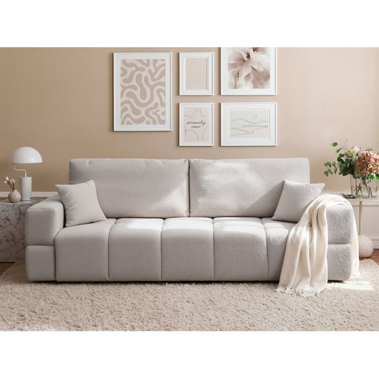 Sofa BUENO su miego funkcija ir patalynės dėže Spalva: Centaur 14 (pilka)
