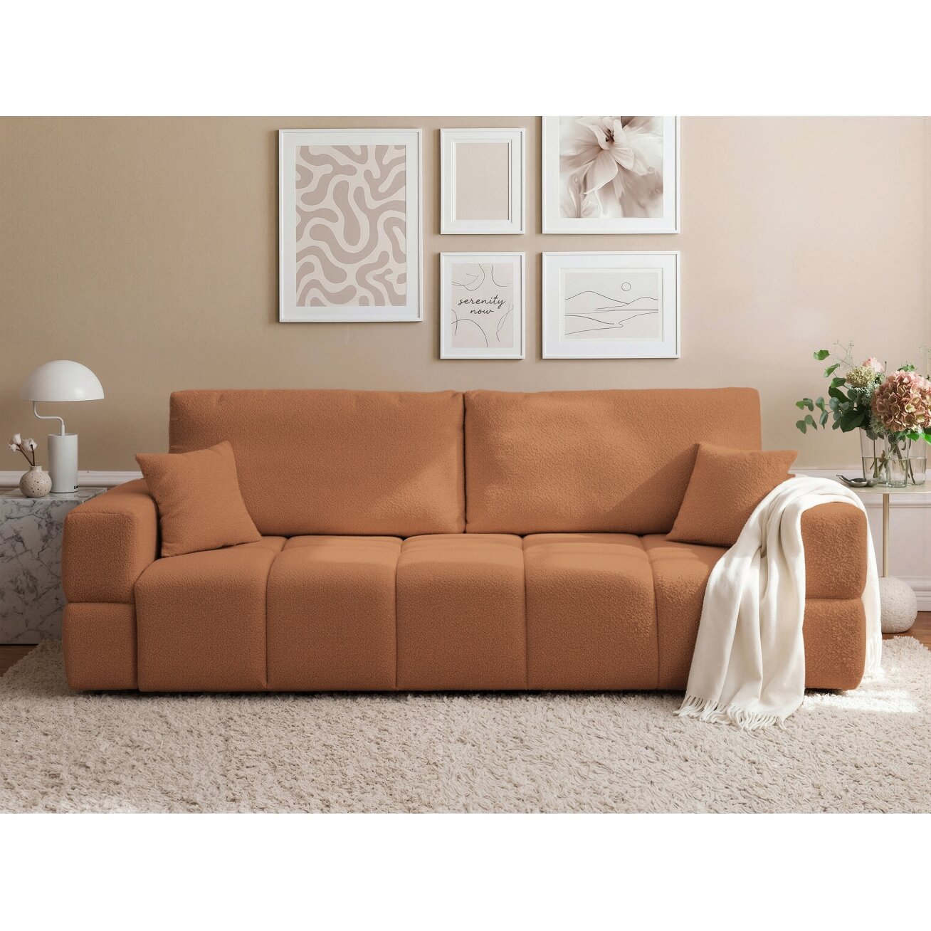 Sofa BUENO su miego funkcija ir patalynės dėže Spalvos: Centaur 06 (Oranžinė) Sofa BUENO su miego funkcija ir patalynės dėže Spalvos: Centaur 06 (Oranžinė)