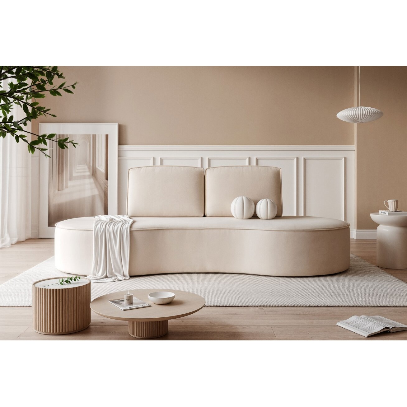 Minkšta sofa svetainei SOFIA su užapvalintais šonais Spalvos: Riviera 21 (Kreminė) 1 Minkšta sofa svetainei SOFIA su užapvalintais šonais Spalvos: Riviera 21 (Kreminė) 1