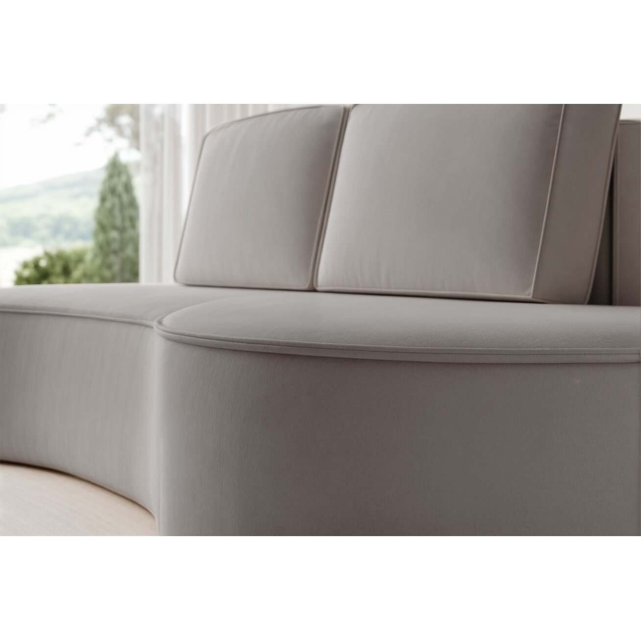 Minkšta sofa svetainei SOFIA su užapvalintais šonais Spalva: Riviera 91 (Šviesiai pilka) 2 Minkšta sofa svetainei SOFIA su užapvalintais šonais Spalva: Riviera 91 (Šviesiai pilka) 2