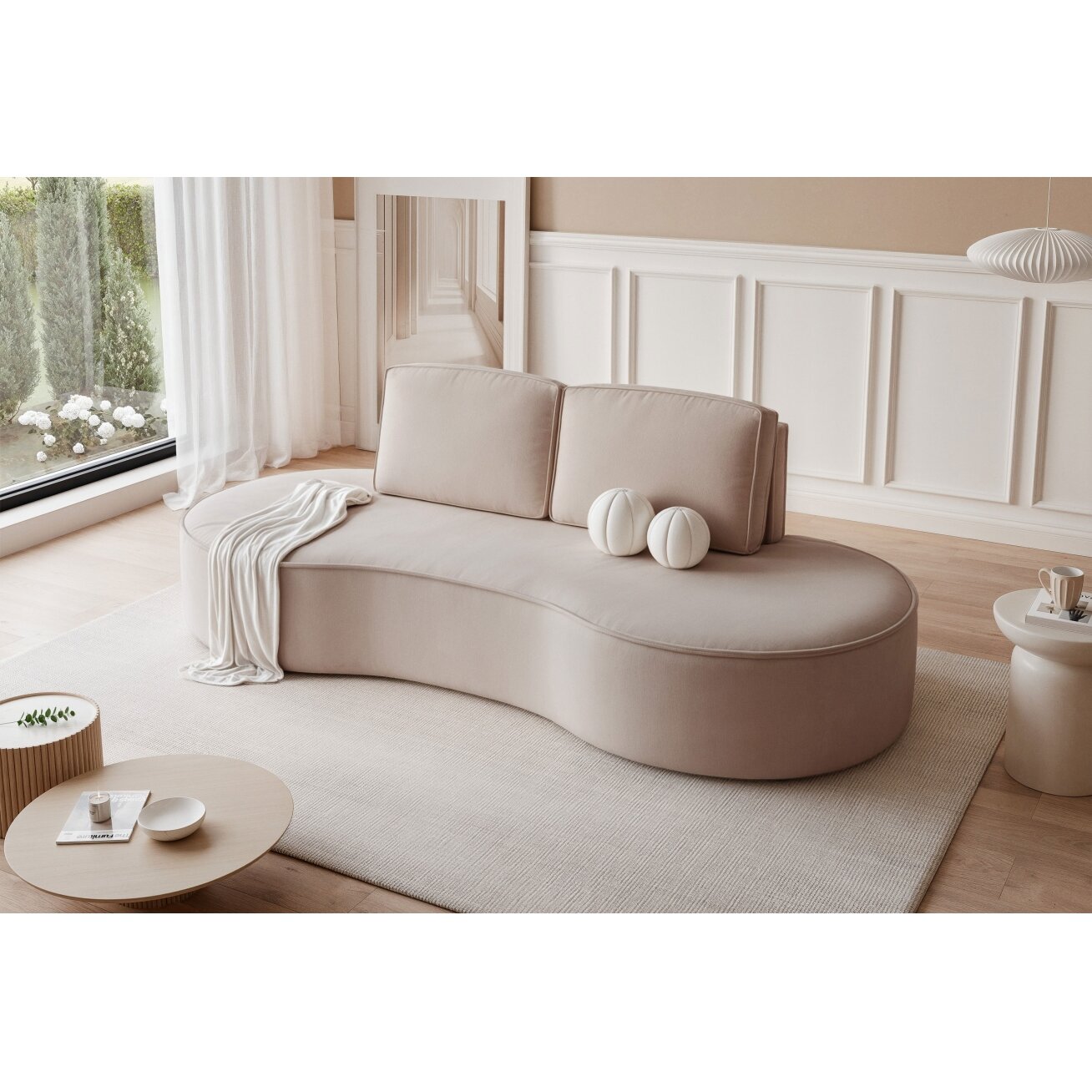 Svetainės minkšta sofa SOFIA su apvalintais šonais Spalvos: Riviera 16 (Pilkai smėlinė) Svetainės minkšta sofa SOFIA su apvalintais šonais Spalvos: Riviera 16 (Pilkai smėlinė)