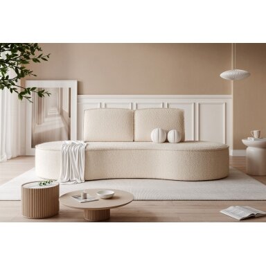 Svetainės minkšta sofa SOFIA su apvalintais šonais Spalvos: Abriamo 03 (Smėlinė)