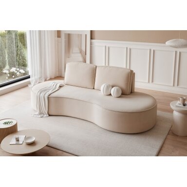 Minkšta sofa svetainei SOFIA su užapvalintais šonais Spalvos: Riviera 21 (Kreminė)