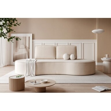 Minkšta sofa svetainei SOFIA su užapvalintais šonais Spalvos: Riviera 21 (Kreminė)