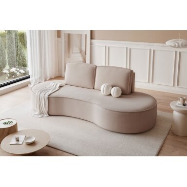 Svetainės minkšta sofa SOFIA su apvalintais šonais Spalvos: Riviera 16 (Pilkai smėlinė)