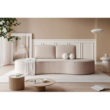 Svetainės minkšta sofa SOFIA su apvalintais šonais Spalvos: Riviera 16 (Pilkai smėlinė)