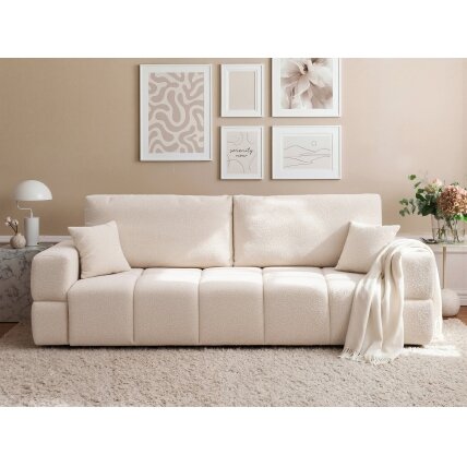 Sofa BUENO su miego funkcija ir patalynės dėže Spalvos: Centaur 01 (Kreminė)