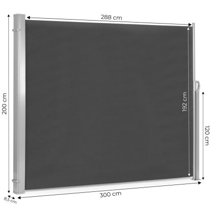 Šoninė markizė 300x200 cm antracito spalvos 1 Šoninė markizė 300x200 cm antracito spalvos 1