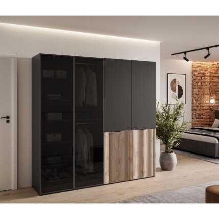 Spinta SANDBOX LOFT 200 juoda su ąžuolu ir juodu stiklu 1