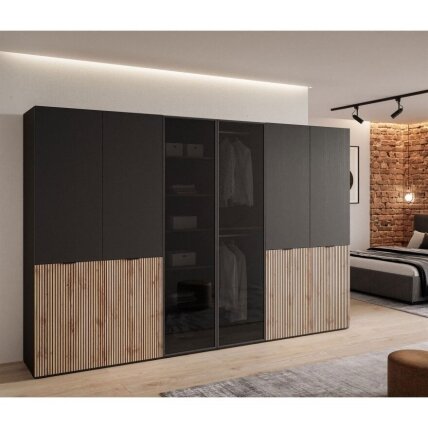 Spinta SANDBOX LOFT 300 juoda su ąžuolu ir juodu stiklu