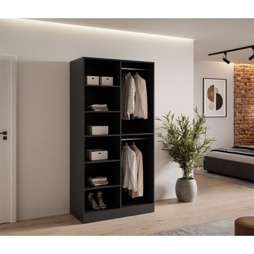 Spinta SANDBOX LOFT 100 juoda su ąžuolu ir LED 2 Spinta SANDBOX LOFT 100 juoda su ąžuolu ir LED 2