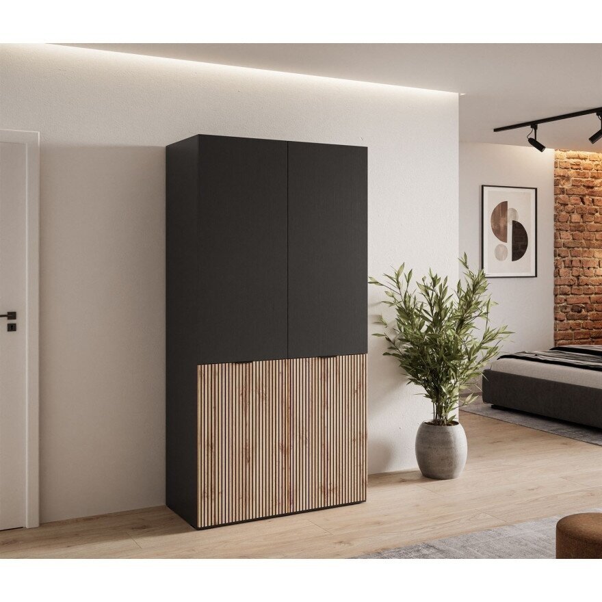 Spinta SANDBOX LOFT 100 juoda su ąžuolu ir LED 1