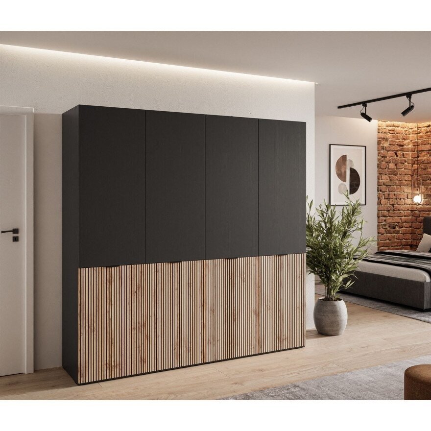 Spinta SANDBOX LOFT 200 juoda su ąžuolu ir LED 1