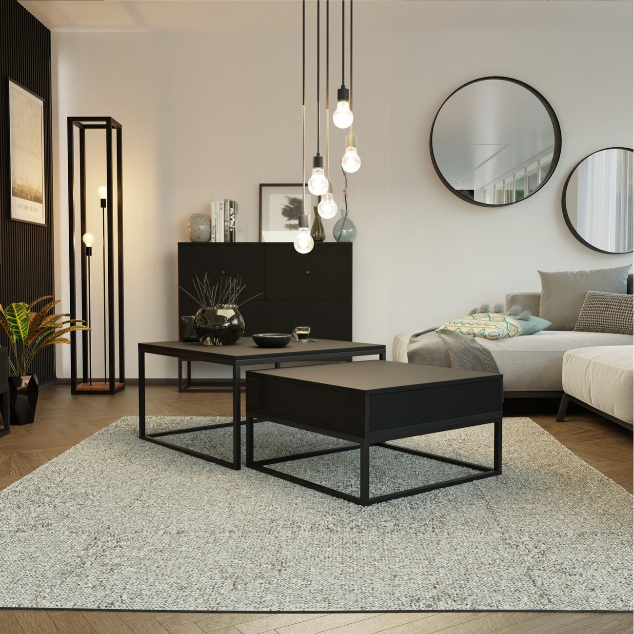 Kavos staliukas ELEGANT 2in1 su stalčiumi Spalvos: Juoda / juoda matinė 2