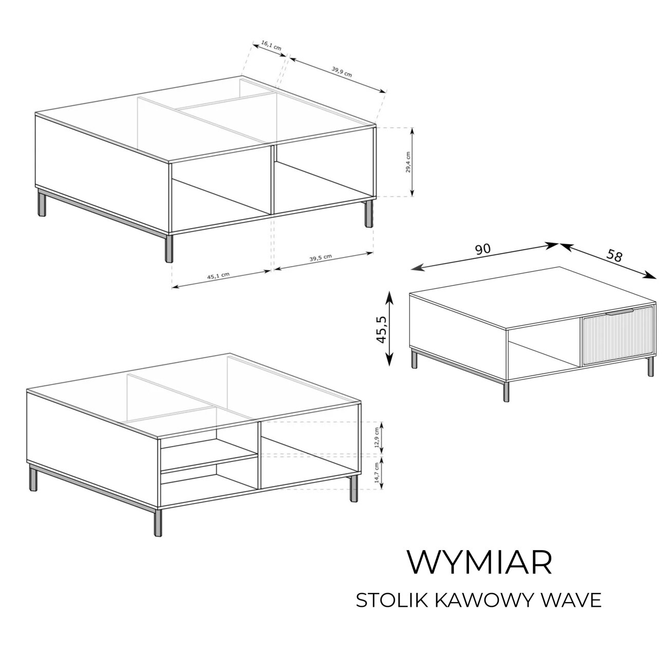 Kavos staliukas WAVE su stalčiumi Spalva: indigo (tamsiai mėlyna) 3