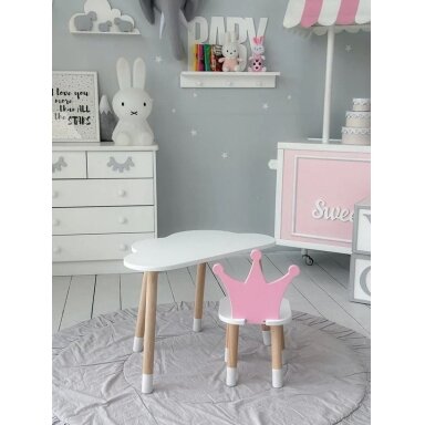 Stalas su kėdutė White Pink Queen