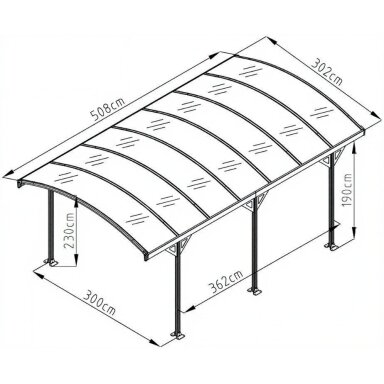 Stoginė automobiliui NEVADA 3x5,1m Cold Grey