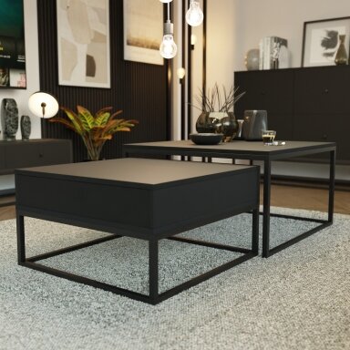 Kavos staliukas ELEGANT 2in1 su stalčiumi Spalvos: Juoda / juoda matinė