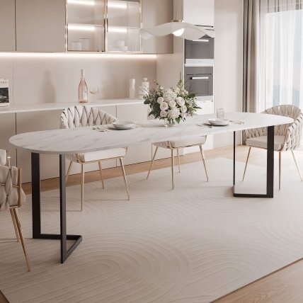 Išskleidžiamas valgomojo stalas PADMIN Spalvos: Juoda / bianco marmuras, Plotis: 120 cm 1