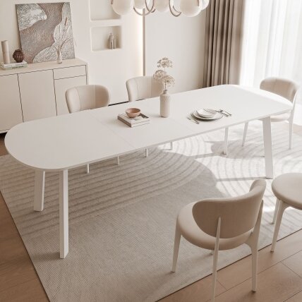 Išskleidžiamas valgomojo stalas SANELLO Spalvos: Balta / arktinė balta, Plotis: 120 cm 1